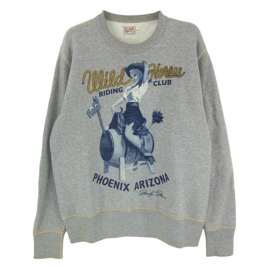 TOY'S McCOY トイズマッコイ TMC1952 FLAT SEAMER SWEAT SHIRT MARILYN MONROE WILD HORSES マリリン・モンロー プリント スウェット トレーナー グレー グレー系 38【中古】