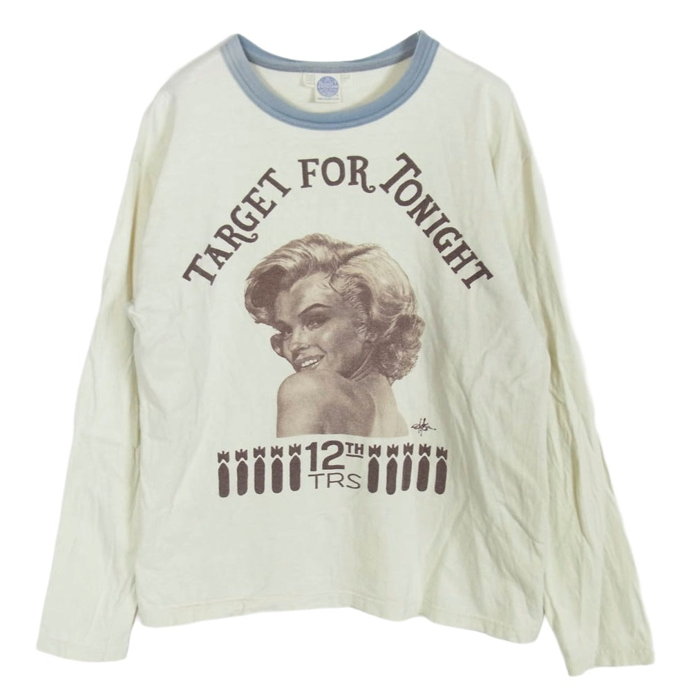 TOY'S McCOY トイズマッコイ MILITARY LONG SLEEVE TEE M.MONROE U.S.S.BENNINGTON マリリンモンロー プリント 長袖カットソー ベージュ系 M【中古】
