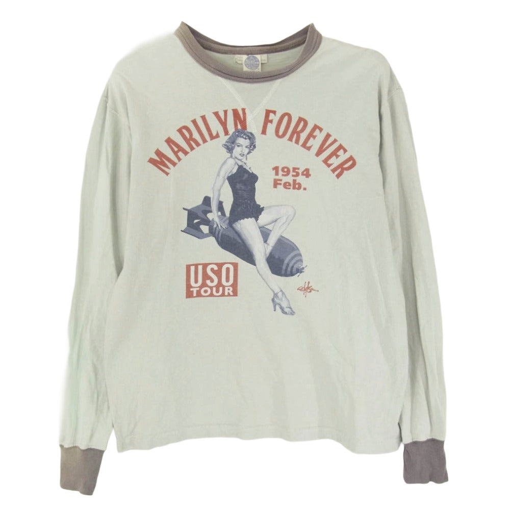 TOY'S McCOY トイズマッコイ TMC1851 MARILYN MONROE USO Tour マリリンモンロー プリント 長袖カットソー ブルー ライトグリーン系 M【中古】