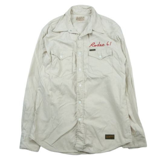 TOY'S McCOY トイズマッコイ TMS1907 SATIN WESTERN SHIRTMARILYN MONROE WILD HORSES マリリン・モンロー プリント ウエスタンシャツ ベージュ系 15【中古】