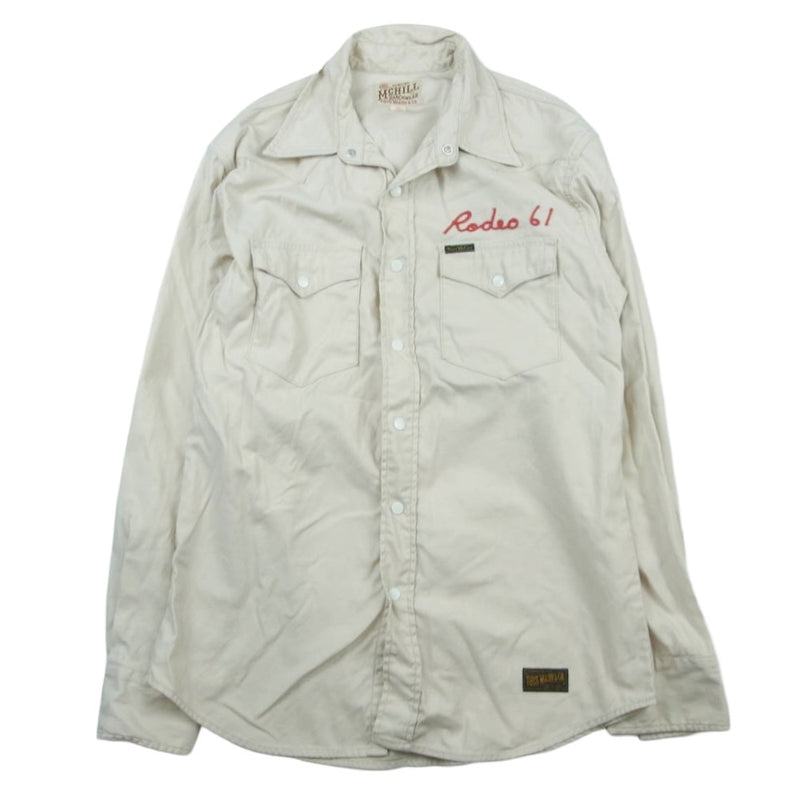 TOY'S McCOY トイズマッコイ TMS1907 SATIN WESTERN SHIRTMARILYN MONROE WILD HORSES マリリン・モンロー プリント ウエスタンシャツ ベージュ系 15【中古】