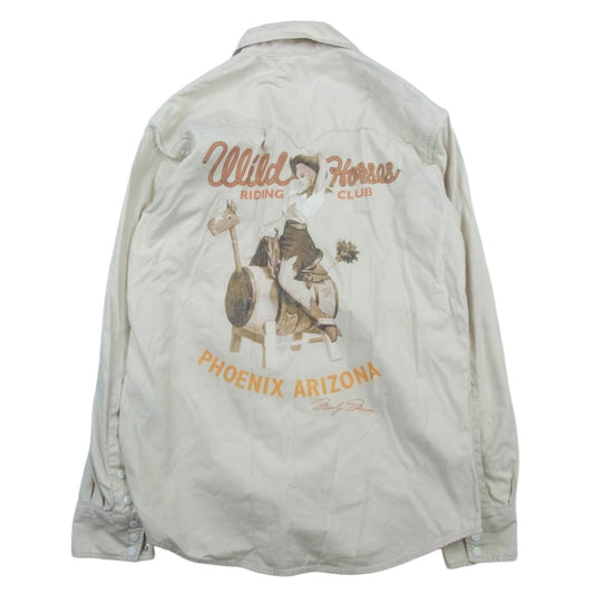 TOY'S McCOY トイズマッコイ TMS1907 SATIN WESTERN SHIRTMARILYN MONROE WILD HORSES マリリン・モンロー プリント ウエスタンシャツ ベージュ系 15【中古】