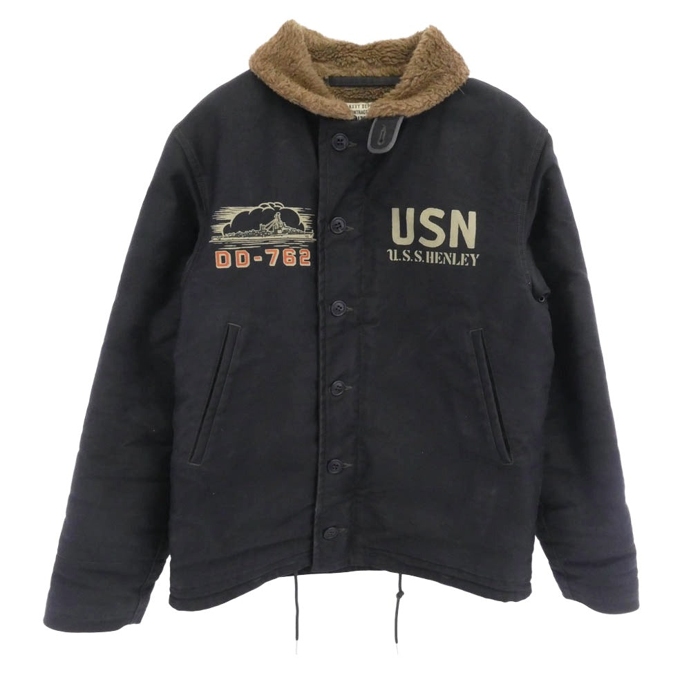 TOY'S McCOY トイズマッコイ TMJ1823 N-1 DECK JKT U.S.S. HENLEY MARILYN MONROE MISS TORPEDO マリリン・モンロー ジップアップ デッキジャケット ブラック系 36【中古】