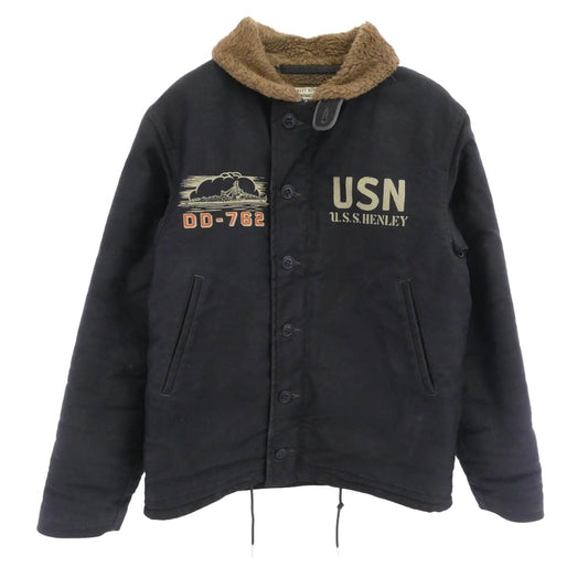 TOY'S McCOY トイズマッコイ TMJ1823 N-1 DECK JKT U.S.S. HENLEY MARILYN MONROE MISS TORPEDO マリリン・モンロー ジップアップ デッキジャケット ブラック系 36【中古】