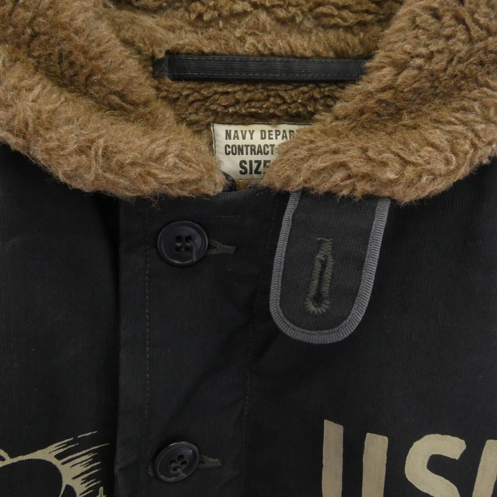 TOY'S McCOY トイズマッコイ TMJ1823 N-1 DECK JKT U.S.S. HENLEY MARILYN MONROE MISS TORPEDO マリリン・モンロー ジップアップ デッキジャケット ブラック系 36【中古】