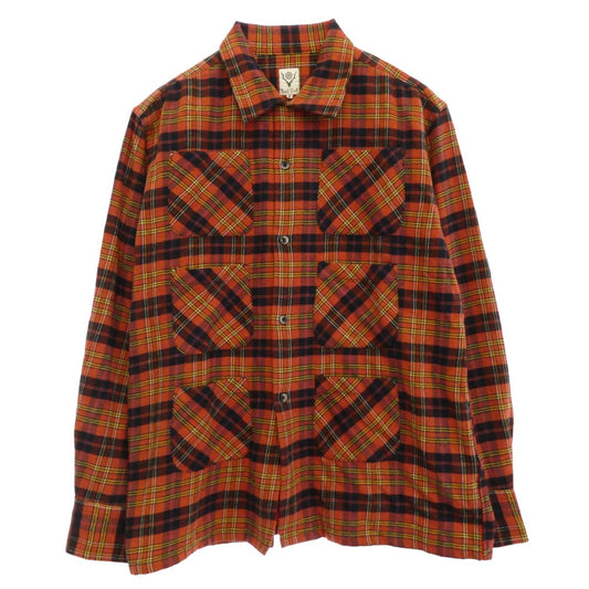 South2 West8 サウスツーウェストエイト LQ747 6 Pocket Shirt オープンカラー ポケット 長袖 チェック シャツ レッド系 S【中古】