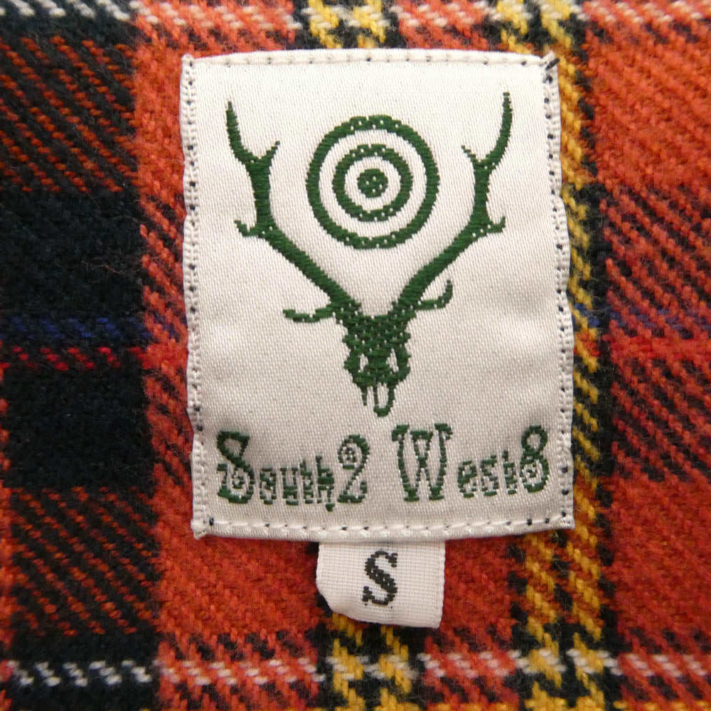 South2 West8 サウスツーウェストエイト LQ747 6 Pocket Shirt オープンカラー ポケット 長袖 チェック シャツ レッド系 S【中古】