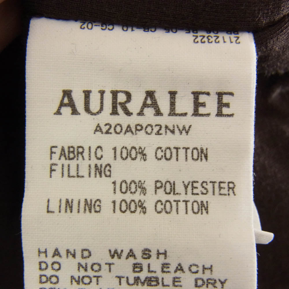 AURALEE オーラリー A20AP02NW DOUBLE CLOTH PUFFER P/O PARKA ダブルクロス 中綿 プルオーバー パーカー フーディー ブラウン系 3【中古】