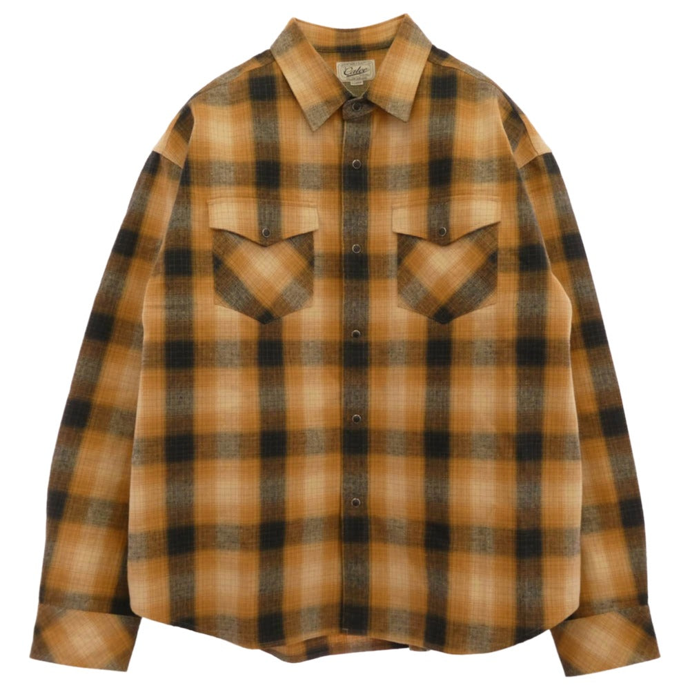 CALEE キャリー CL-25AW031 OMBRE CHECK WESTERN L/S SH オンブレーチェックウエスタン 長袖シャツ オレンジ系 XL【美品】【中古】