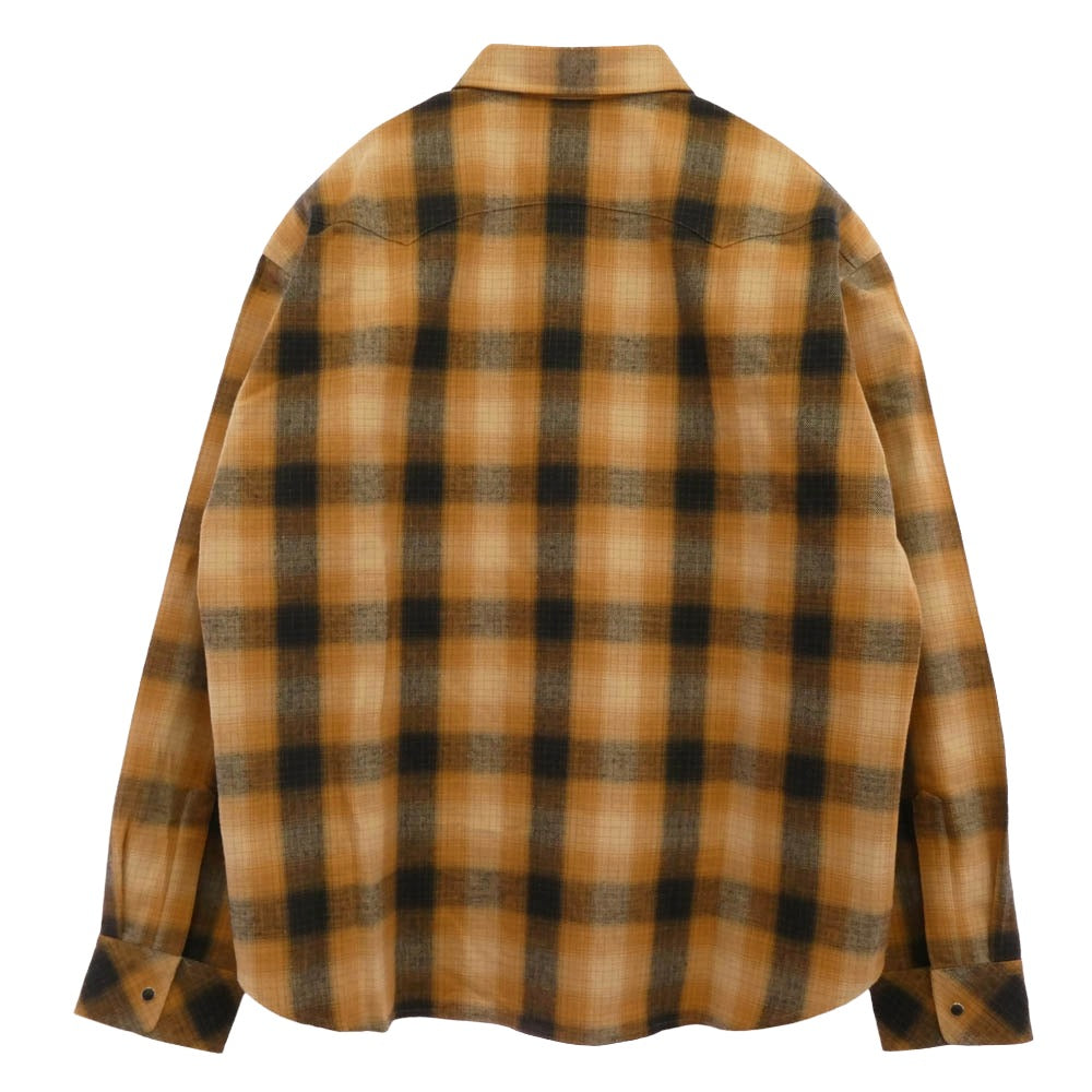 CALEE キャリー CL-25AW031 OMBRE CHECK WESTERN L/S SH オンブレーチェックウエスタン 長袖シャツ オレンジ系 XL【美品】【中古】