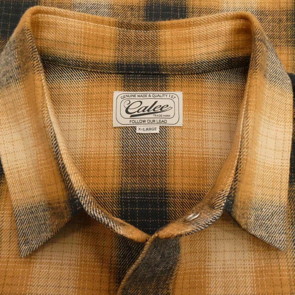 CALEE キャリー CL-25AW031 OMBRE CHECK WESTERN L/S SH オンブレーチェックウエスタン 長袖シャツ オレンジ系 XL【美品】【中古】