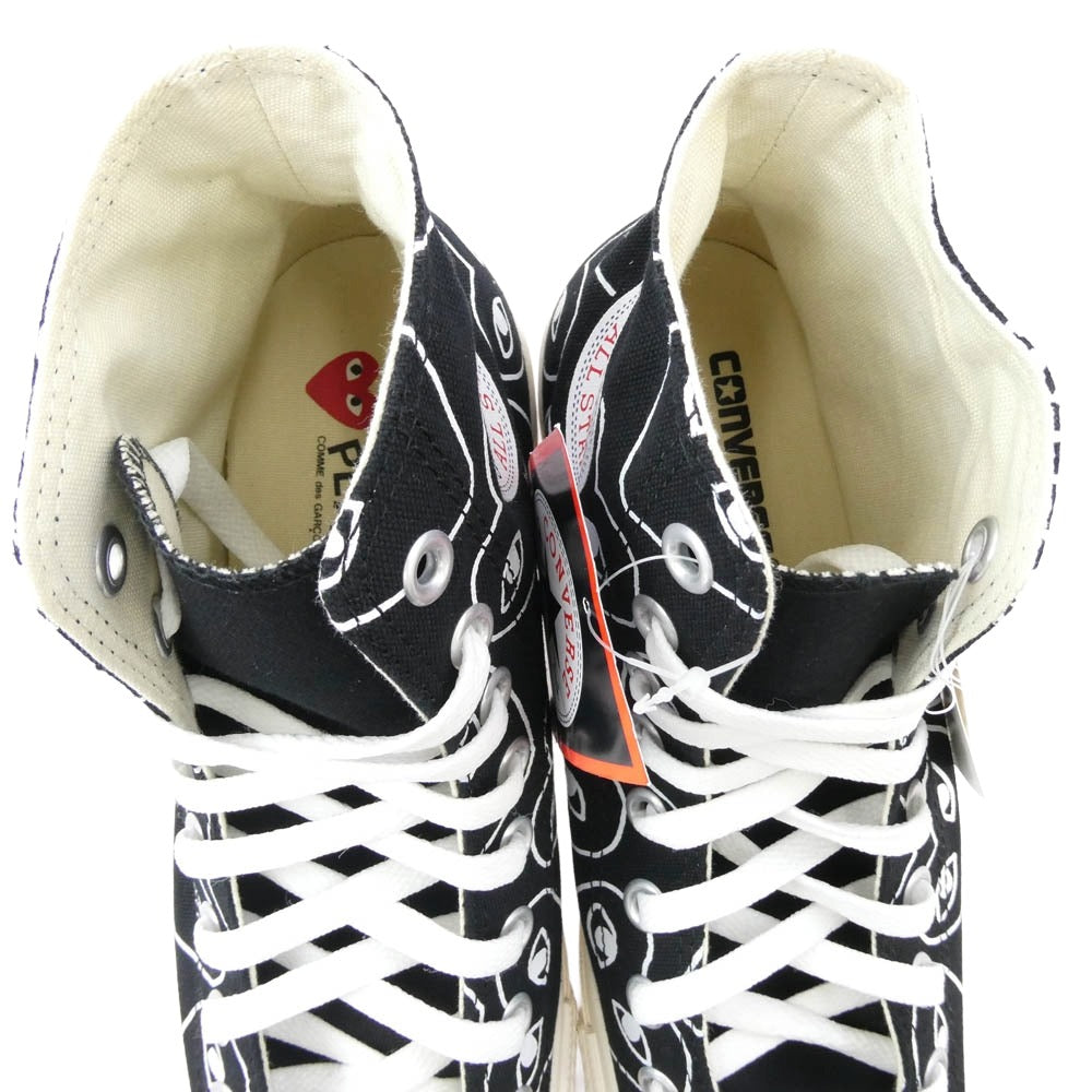 PLAY COMME des GARCONS プレイコムデギャルソン 1CL704 × Converse コンバース Chuck Taylor Hi Black チャックテイラー ハイカットスニーカー ブラック系 26cm【新古品】【未使用】【中古】