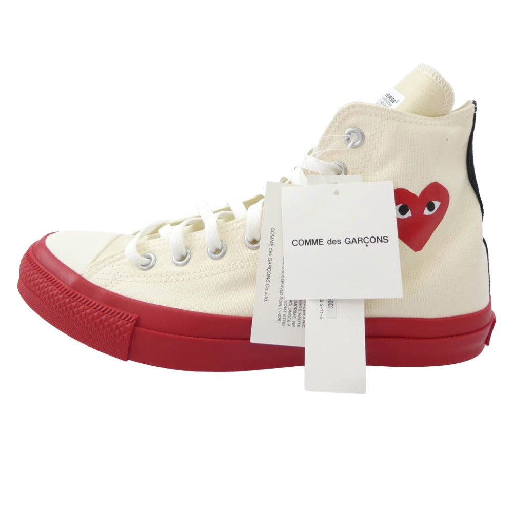 PLAY COMME des GARCONS プレイコムデギャルソン 1CL704 × Converse コンバース Chuck Taylor Hi Black チャックテイラー ハイカットスニーカー ホワイト系 27cm【新古品】【未使用】【中古】