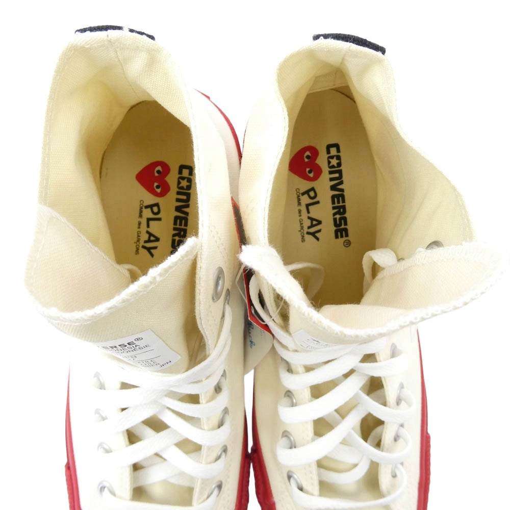 PLAY COMME des GARCONS プレイコムデギャルソン 1CL704 × Converse コンバース Chuck Taylor Hi Black チャックテイラー ハイカットスニーカー ホワイト系 27cm【新古品】【未使用】【中古】