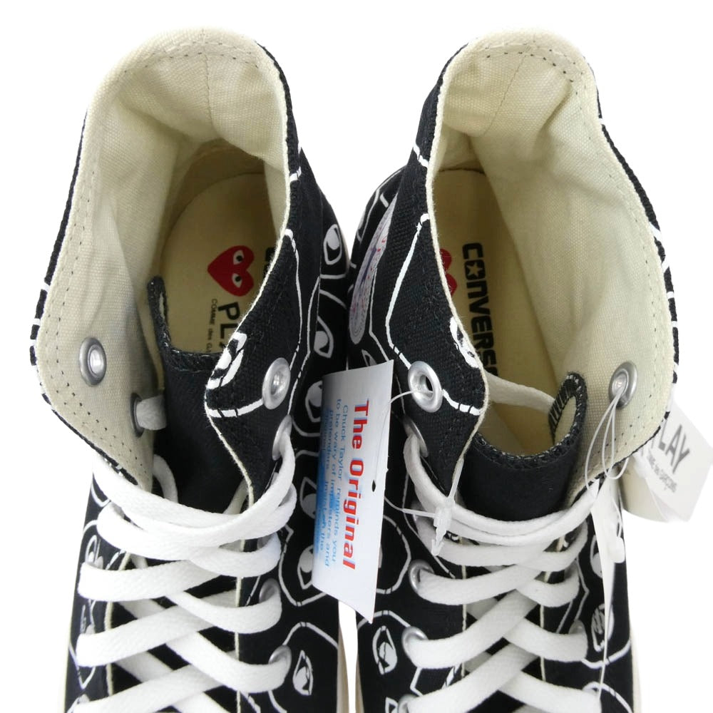 PLAY COMME des GARCONS プレイコムデギャルソン × Converse コンバース Chuck Taylor Hi White チャックテイラー ハイカットスニーカー ブラック系 27cm【新古品】【未使用】【中古】