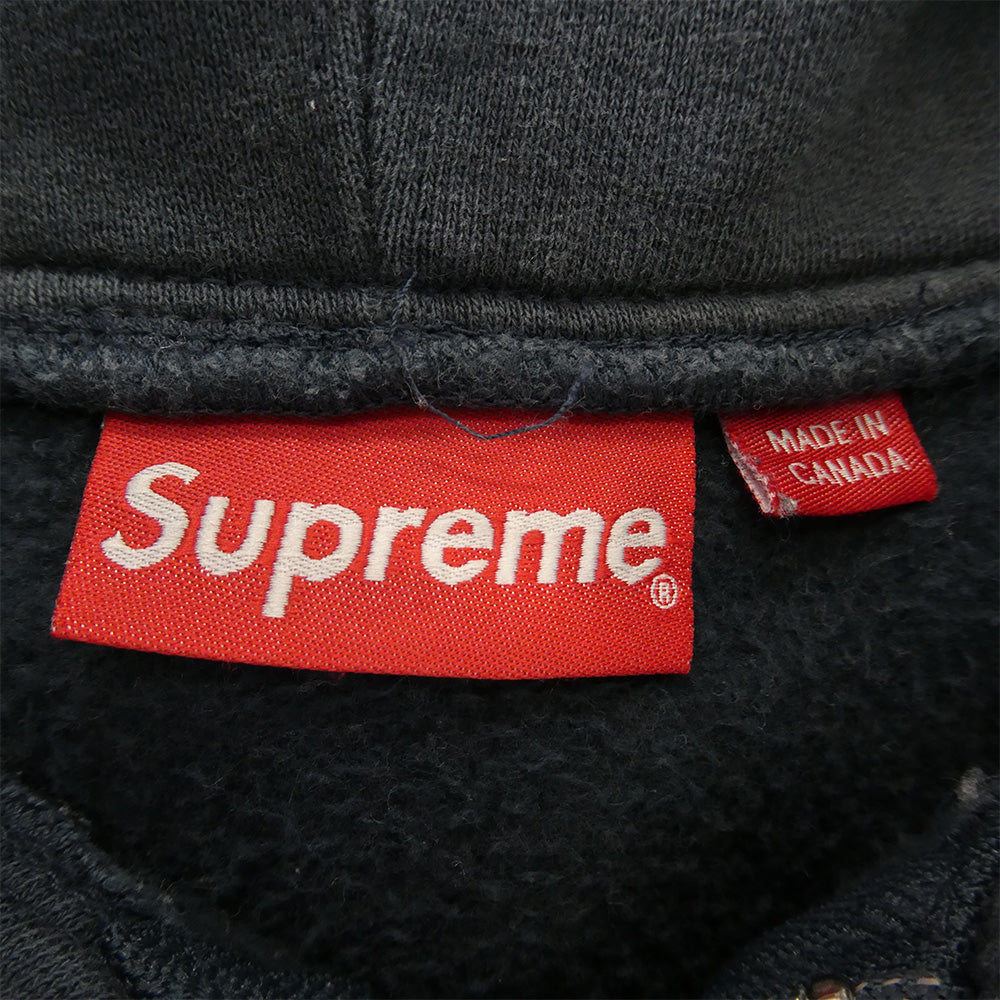 Supreme シュプリーム 17AW ワングラム期 カナダ製 Small Box Zip Up Hooded Sweatshirt スモール ボックス ロゴ ジップアップ フーデッド スウェットシャツ ダークネイビー系 S【中古】