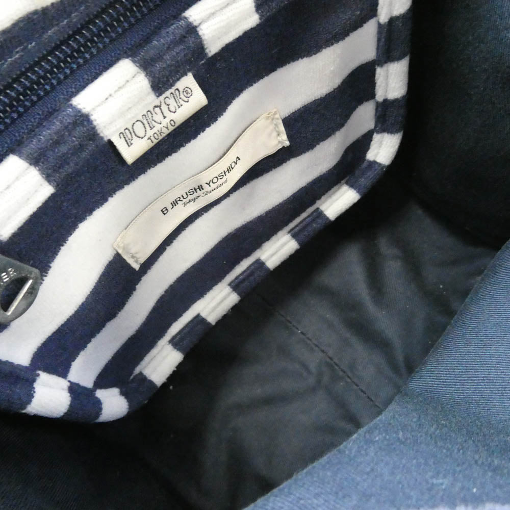 PORTER ポーター × B印 ヨシダ 別注 THUMB BAG トートバッグ S ネイビー系 ホワイト系【中古】