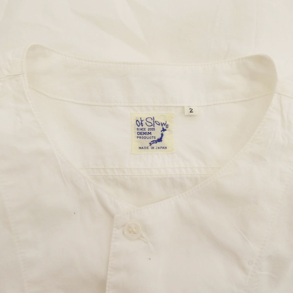 orSlow オアスロウ no collar shirt ノーカラー 長袖 シャツ ホワイト系 2【中古】