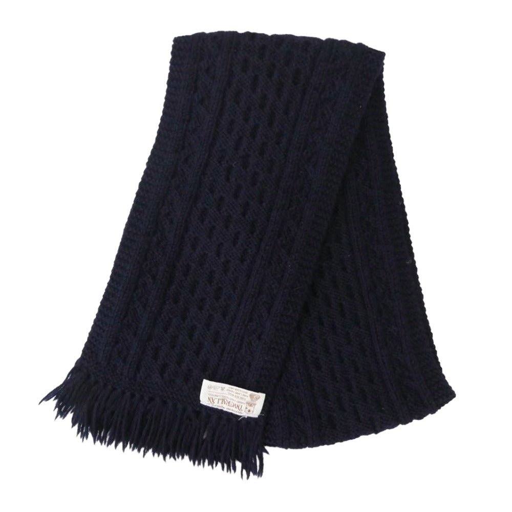 INVERALLAN インバーアラン 茶タグ HANDKNIT SOLID MUFFLER ハンドニット マフラー ネイビー ネイビー系 表記なし【中古】