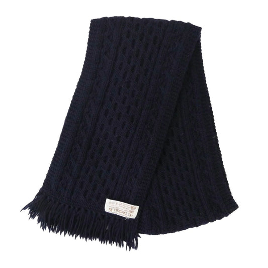 INVERALLAN インバーアラン 茶タグ HANDKNIT SOLID MUFFLER ハンドニット マフラー ネイビー ネイビー系 表記なし【中古】