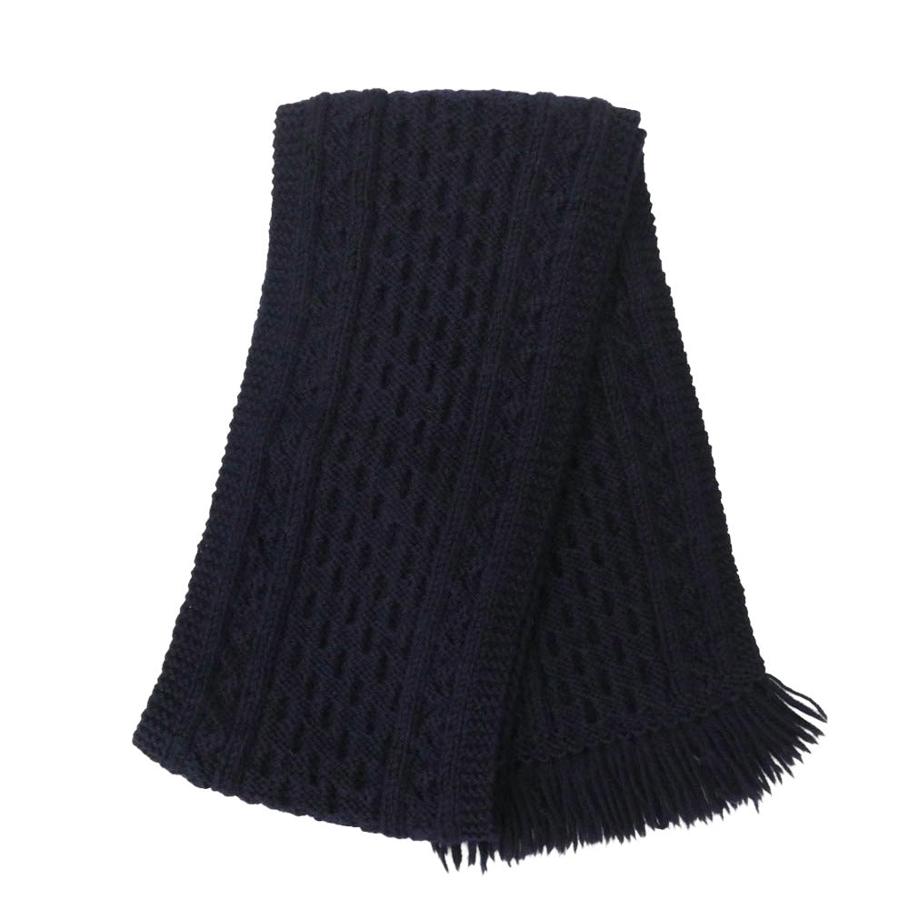 INVERALLAN インバーアラン 茶タグ HANDKNIT SOLID MUFFLER ハンドニット マフラー ネイビー ネイビー系 表記なし【中古】