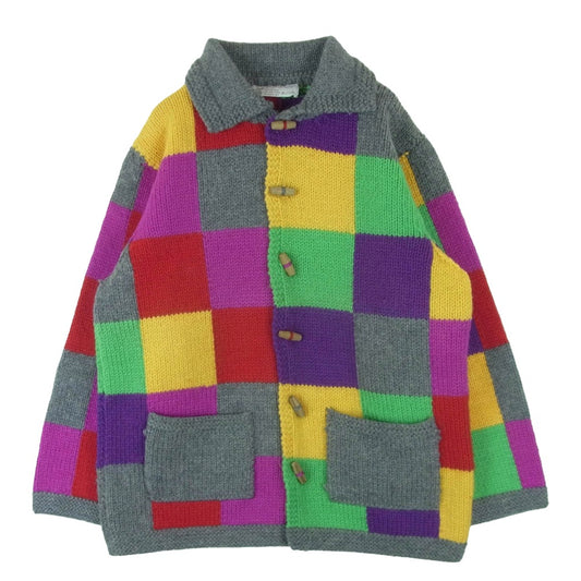 INVERALLAN インバーアラン 茶タグ Labrador Retriever 別注 パッチワーク カーディガン ウール グレー系 マルチカラー系 サイズ表記なし【中古】