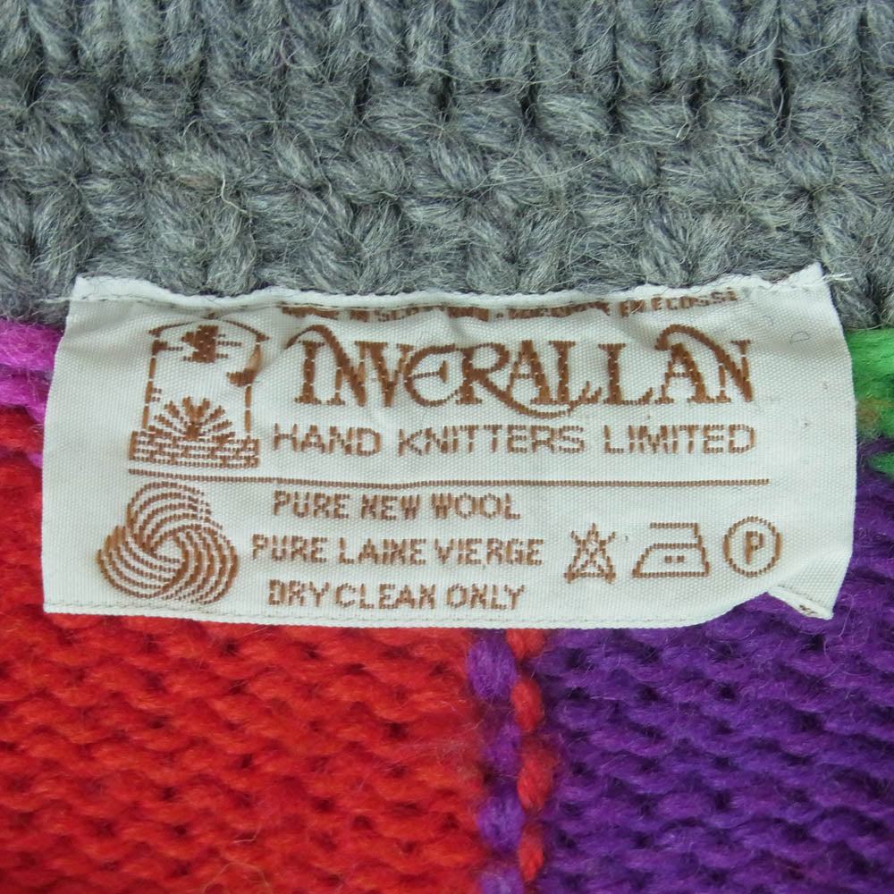 INVERALLAN インバーアラン 茶タグ Labrador Retriever 別注 パッチワーク カーディガン ウール グレー系 マルチカラー系 サイズ表記なし【中古】