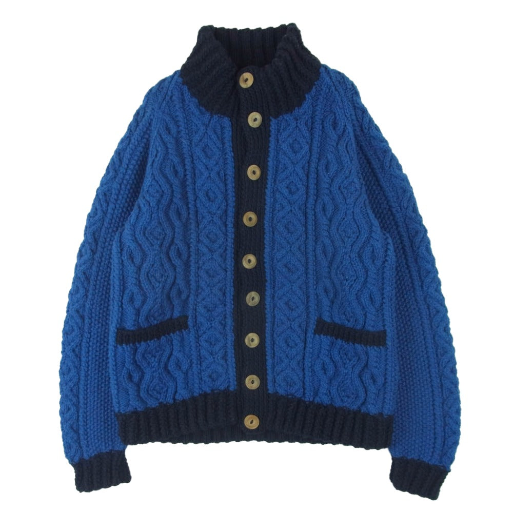 INVERALLAN インバーアラン 茶タグ TOMORROWLAND別注 アラン カーディガン ウール 英国製 ブルー系 ダークネイビー系【中古】
