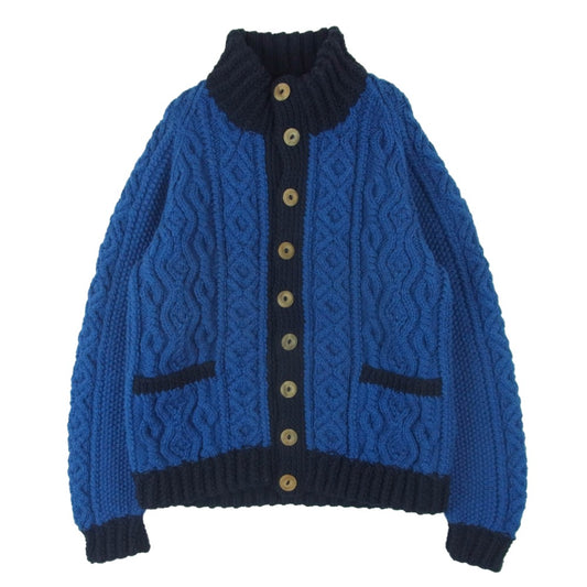 INVERALLAN インバーアラン 茶タグ TOMORROWLAND別注 アラン カーディガン ウール 英国製 ブルー系 ダークネイビー系【中古】