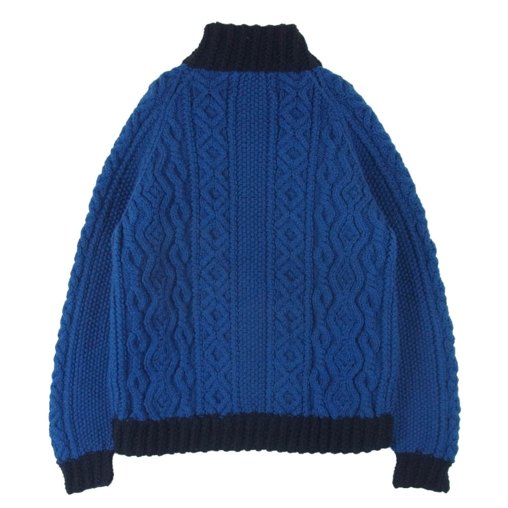 INVERALLAN インバーアラン 茶タグ TOMORROWLAND別注 アラン カーディガン ウール 英国製 ブルー系 ダークネイビー系【中古】
