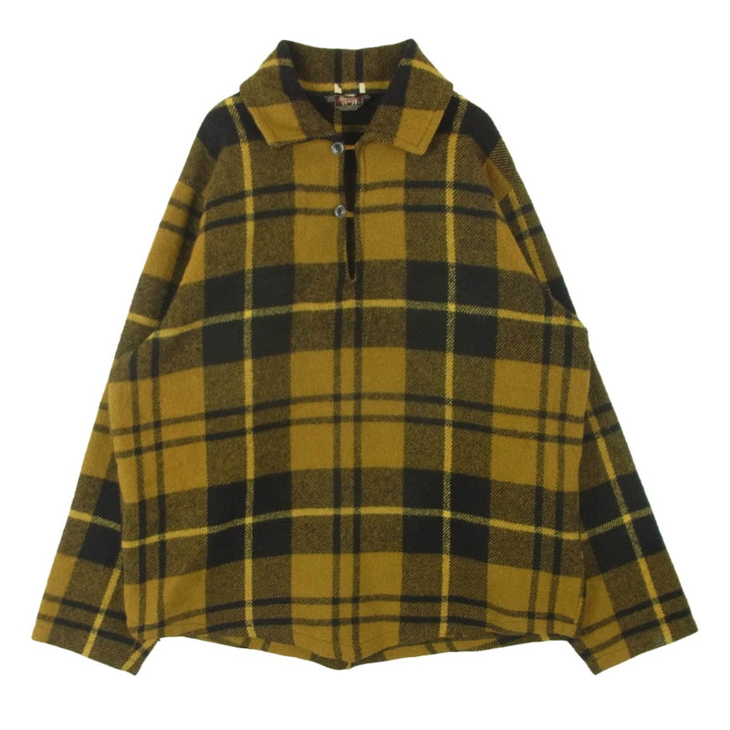 WOOLRICH ウールリッチ 50s 60s プルオーバー ウール 長袖 シャツ イエロー系 ブラック系 L【中古】