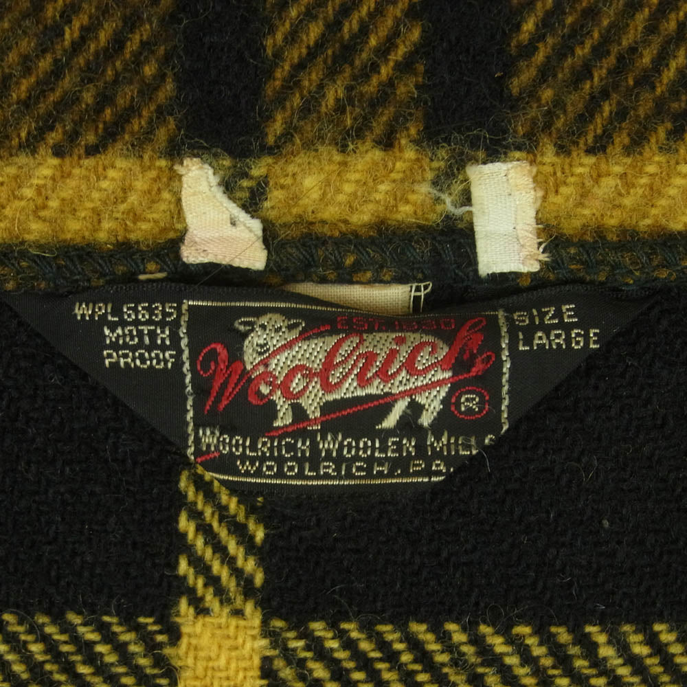 WOOLRICH ウールリッチ 50s 60s プルオーバー ウール 長袖 シャツ イエロー系 ブラック系 L【中古】