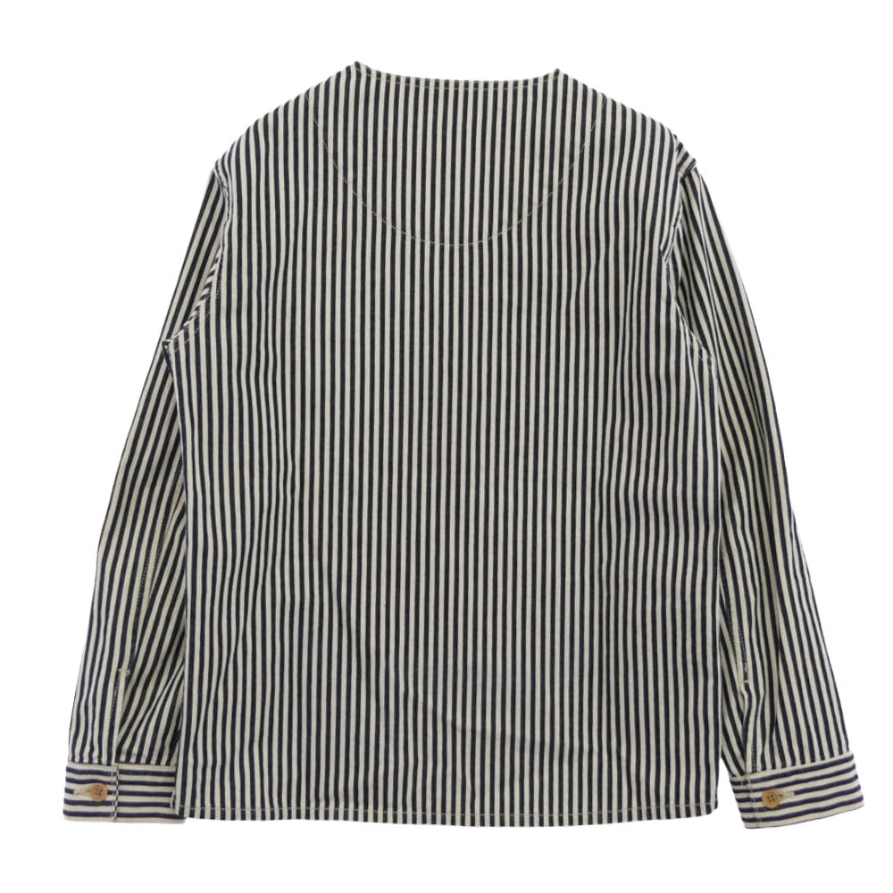 JAPAN BLUE JEANS ジャパンブルージーンズ COVERALL ノーカラー ストライプ ジャケット マルチカラー系 ネイビー系 M【中古】