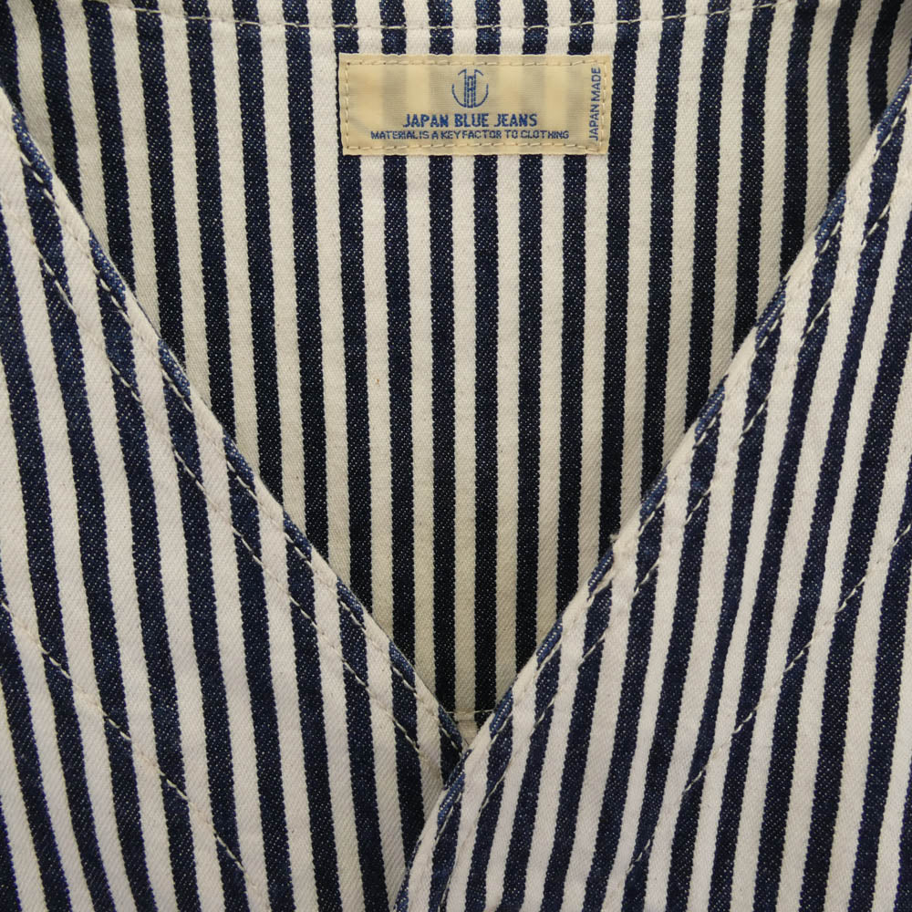 JAPAN BLUE JEANS ジャパンブルージーンズ COVERALL ノーカラー ストライプ ジャケット マルチカラー系 ネイビー系 M【中古】