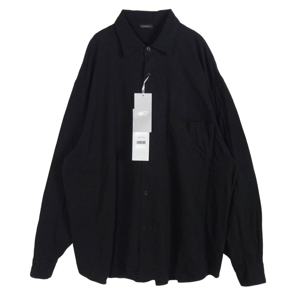 COMOLI コモリ 25SS B01-05040 ジャージ コモリシャツ 長袖 シャツ ブラック系 2【新古品】【未使用】【中古】