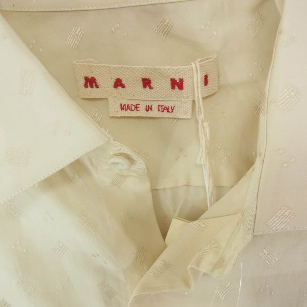 MARNI マルニ 25SS CUMU0348A0 GEOMETRIC JACQUARD SHIRT ジオメトリック ジャカード 長袖 シャツ ベージュ系 46【新古品】【未使用】【中古】