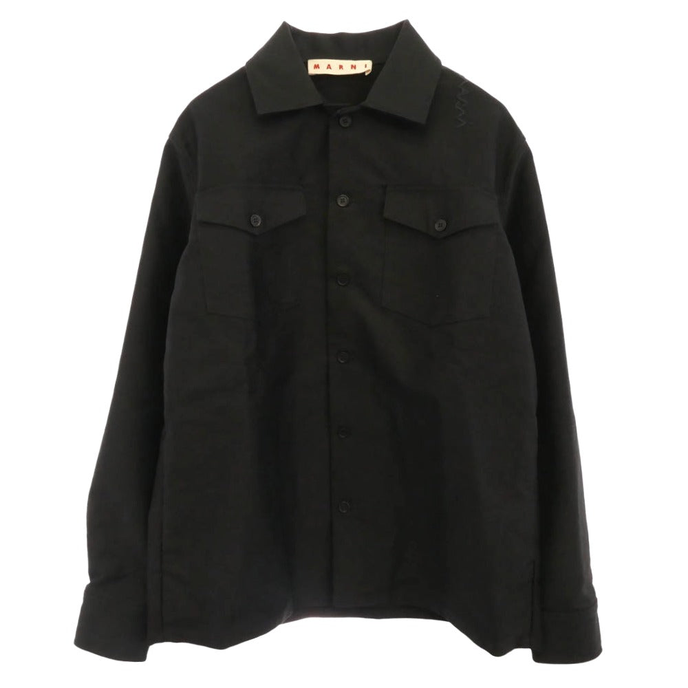MARNI マルニ 24AW CUMU0310S1 モールスキン ダブルポケット シャツ ジャケット ブラック系 48【極上美品】【中古】
