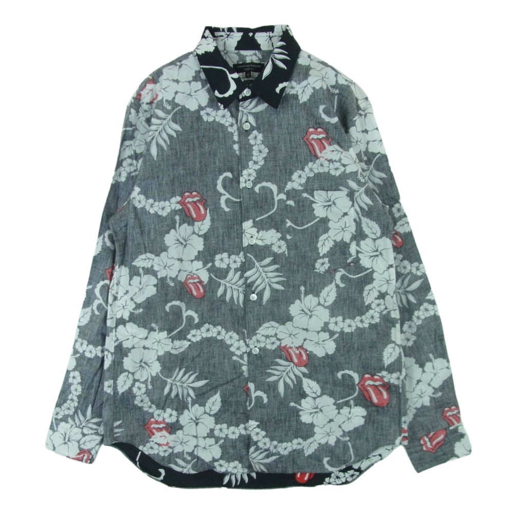COMME des GARCONS HOMME PLUS コムデギャルソンオムプリュス AD2005 PQ-B037 裏使い リップ＆タン プリント 長袖 シャツ グレー系 ブラック系 SS【中古】