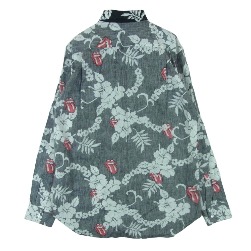 COMME des GARCONS HOMME PLUS コムデギャルソンオムプリュス AD2005 PQ-B037 裏使い リップ＆タン プリント 長袖 シャツ グレー系 ブラック系 SS【中古】