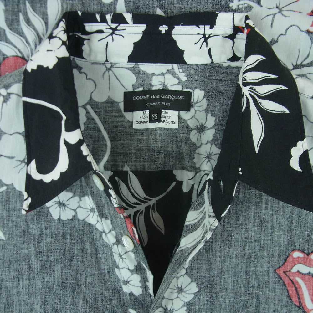 COMME des GARCONS HOMME PLUS コムデギャルソンオムプリュス AD2005 PQ-B037 裏使い リップ＆タン プリント 長袖 シャツ グレー系 ブラック系 SS【中古】