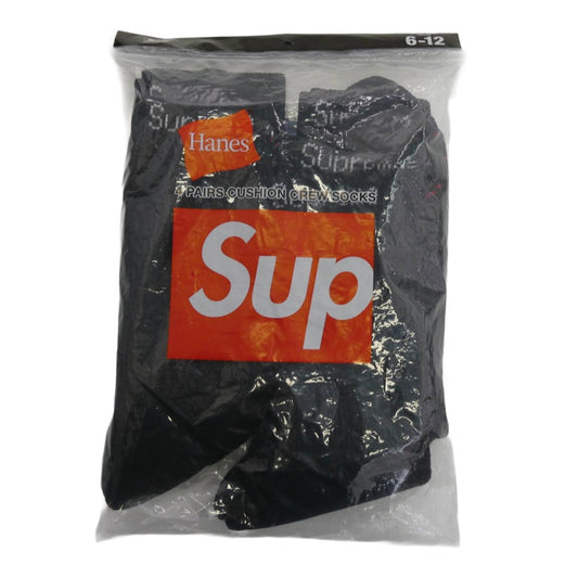 Supreme シュプリーム Hanes Crew Socks (4 Pack) Black ヘインズ クルー ソックス 4ピース ブラック系 26-28 US6-12【極上美品】【中古】