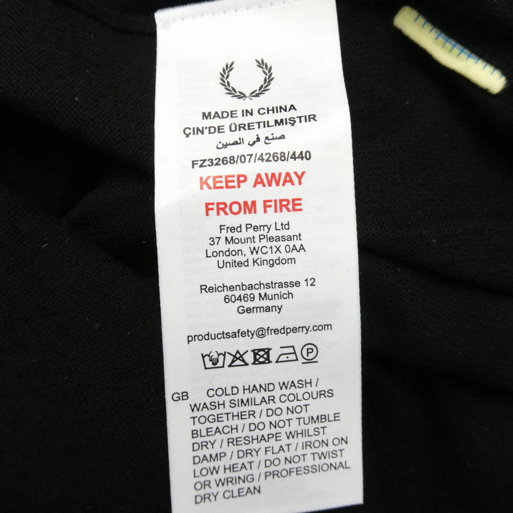 エスエスズィー FZ3268 11-15-1917-060-19-20 FRED PERRY フレッドペリー 別注 BEAMS ビームス ロゴ刺繍 Vネック ニット カーディガン ブラック系 L【新古品】【未使用】【中古】