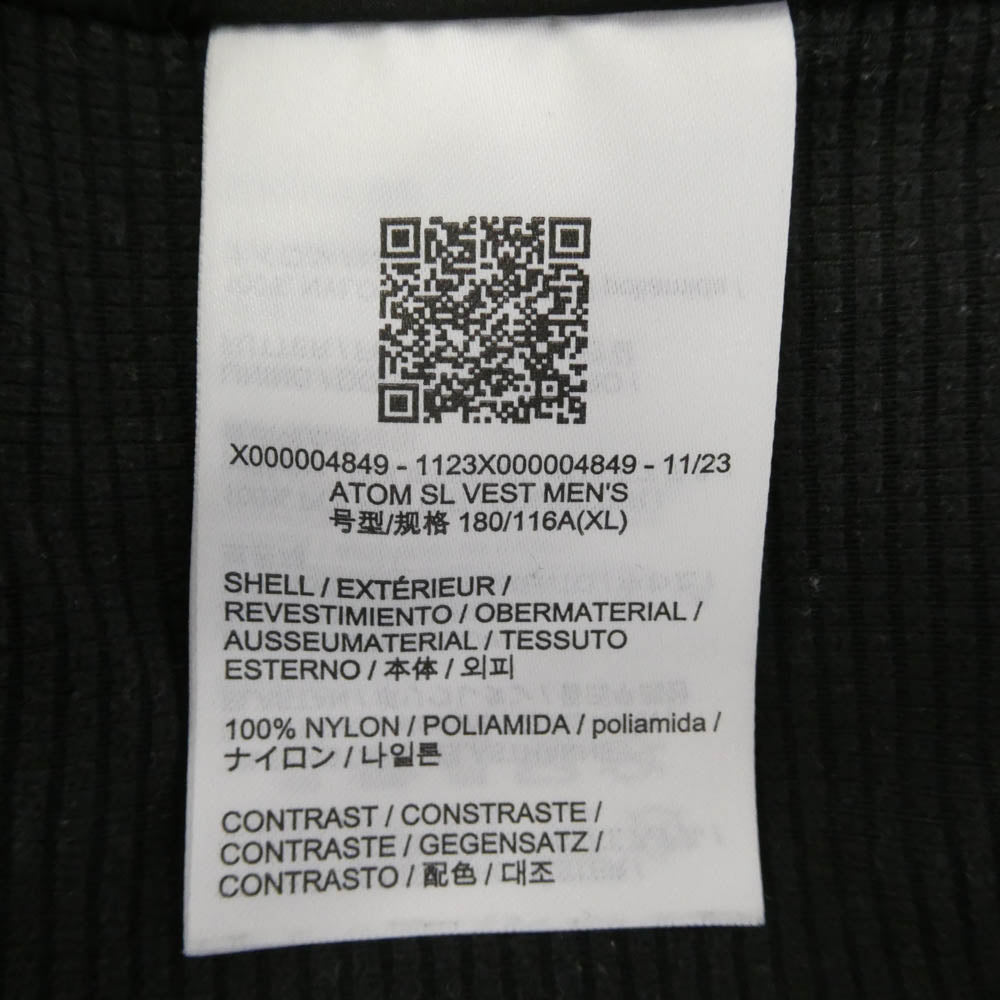 ARC'TERYX アークテリクス X000004849 2023年製 Atom SL Vest アトム SL ベスト ブラック系 XL【中古】