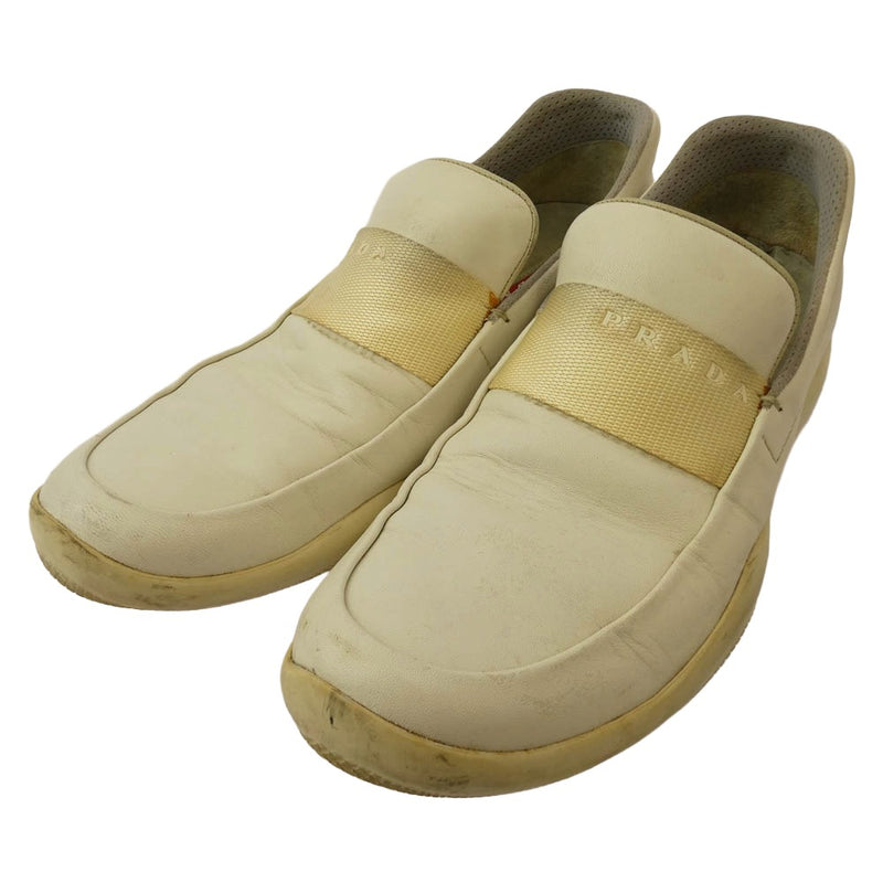 PRADA SPORTS プラダスポーツ D1023 ロゴ レザ－ スリッポン ローファー ホワイト系 26.5cm【中古】