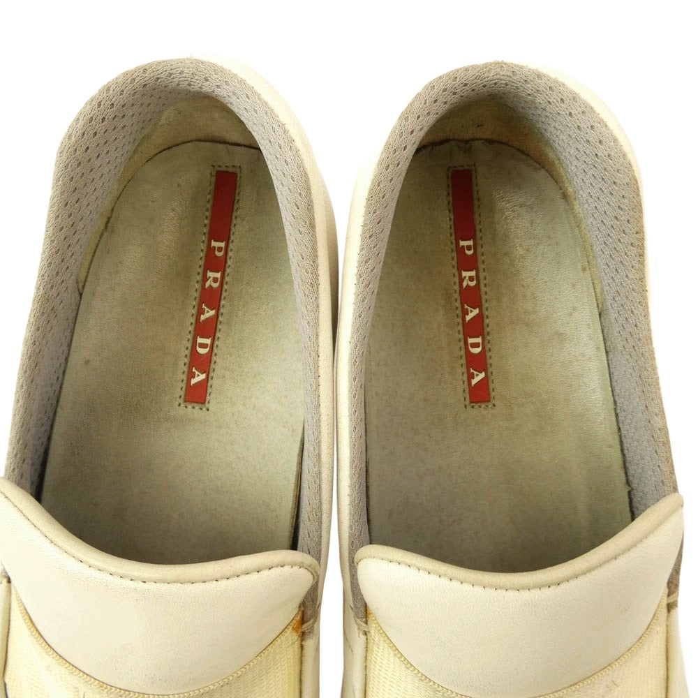 PRADA SPORTS プラダスポーツ D1023 ロゴ レザ－ スリッポン ローファー ホワイト系 26.5cm【中古】