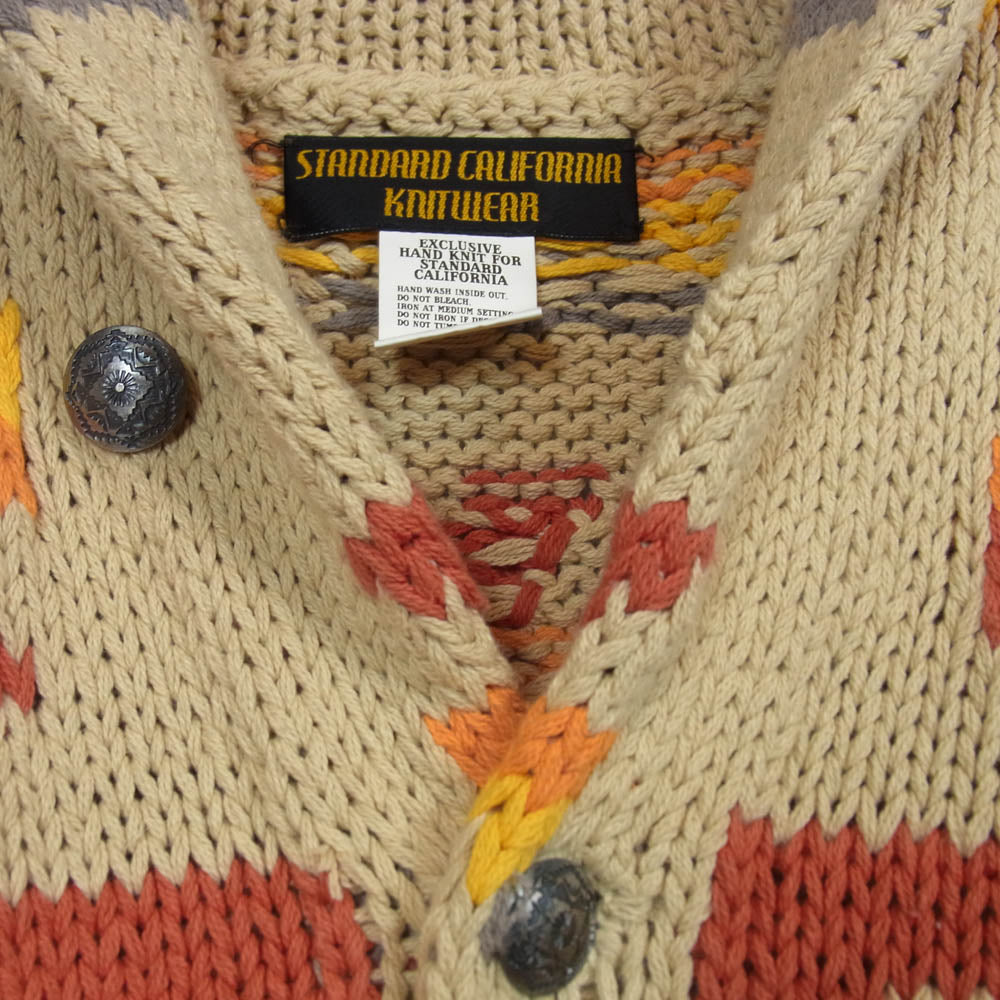 STANDARD CALIFORNIA スタンダードカリフォルニア KNITWEAR SD CARDIGAN BEIGE ショールカラー コットンニット カーディガン ベージュ系 S【中古】