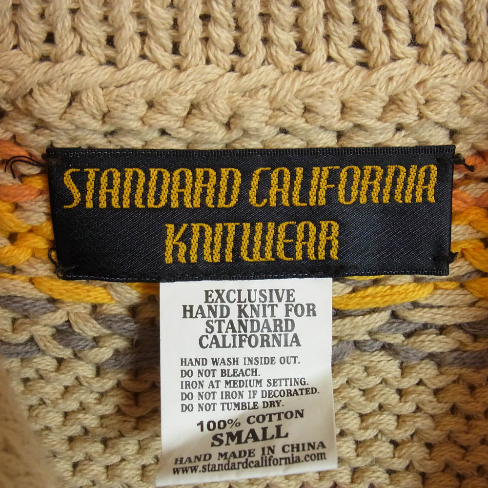 STANDARD CALIFORNIA スタンダードカリフォルニア KNITWEAR SD CARDIGAN BEIGE ショールカラー コットンニット カーディガン ベージュ系 S【中古】