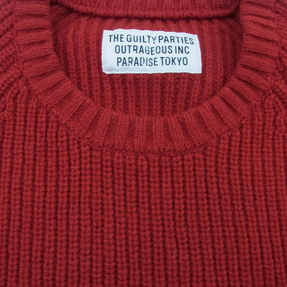 WACKO MARIA ワコマリア 16FW-WMK-KN08 クルーネック ウール ニット セーター レッド系 S【中古】