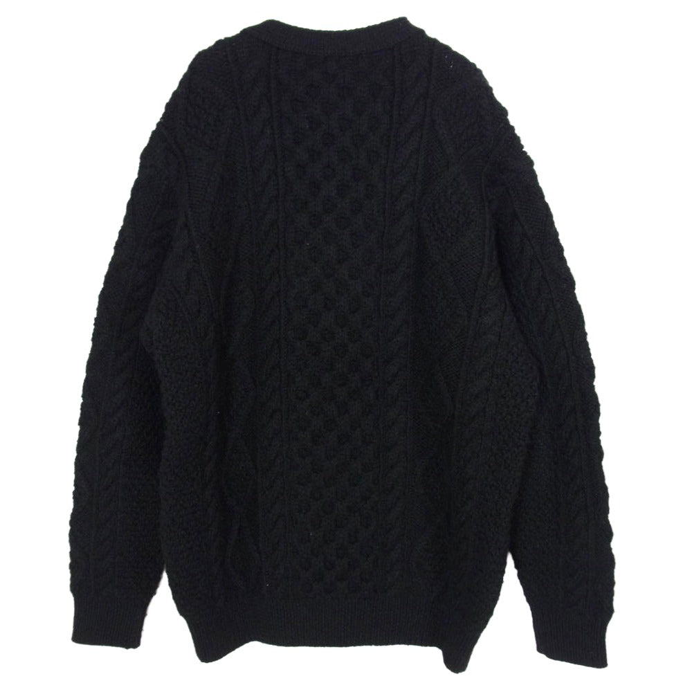 WACKO MARIA ワコマリア FISHERMANS ARAN CARDIGAN フィッシャーマン アラン ニット カーディガン ブラック系 S【中古】