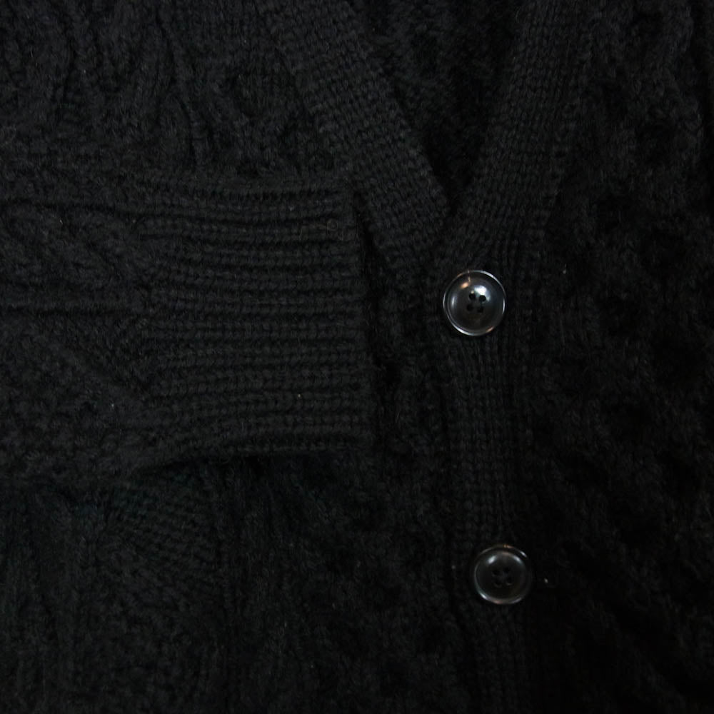 WACKO MARIA ワコマリア FISHERMANS ARAN CARDIGAN フィッシャーマン アラン ニット カーディガン ブラック系 S【中古】